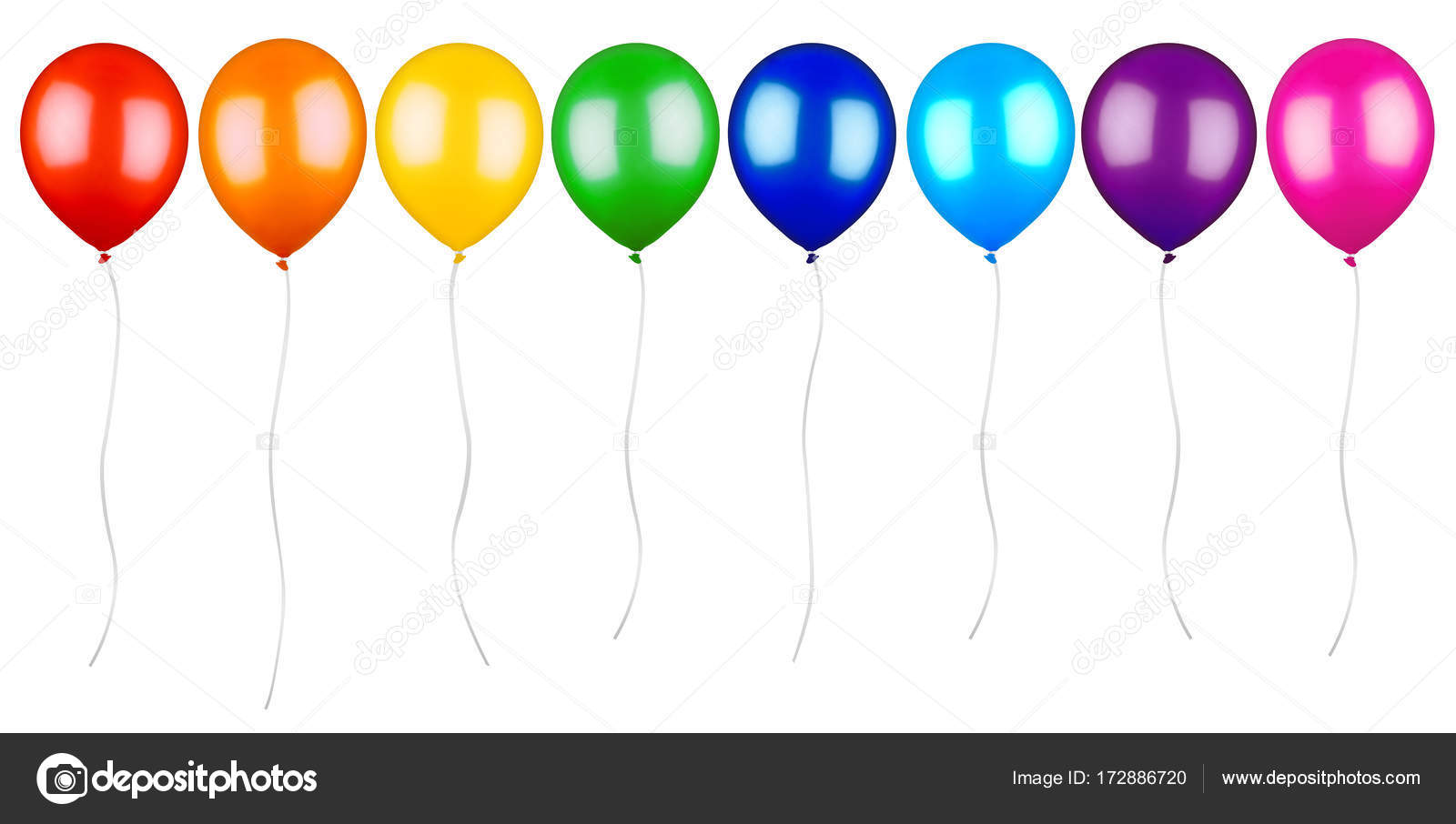 Row Colorful Balloons String Cord Isolated White Background Stock Photo by  ©stockfoto-graf 172886720